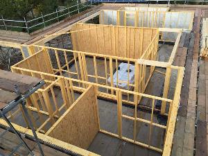 First of the timber frames on South Cambridgeshire new build