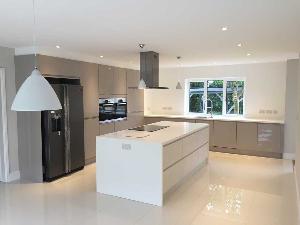 A beautifully sun-drenched modern kitchen for this new build bungalow in Cambridgeshire.